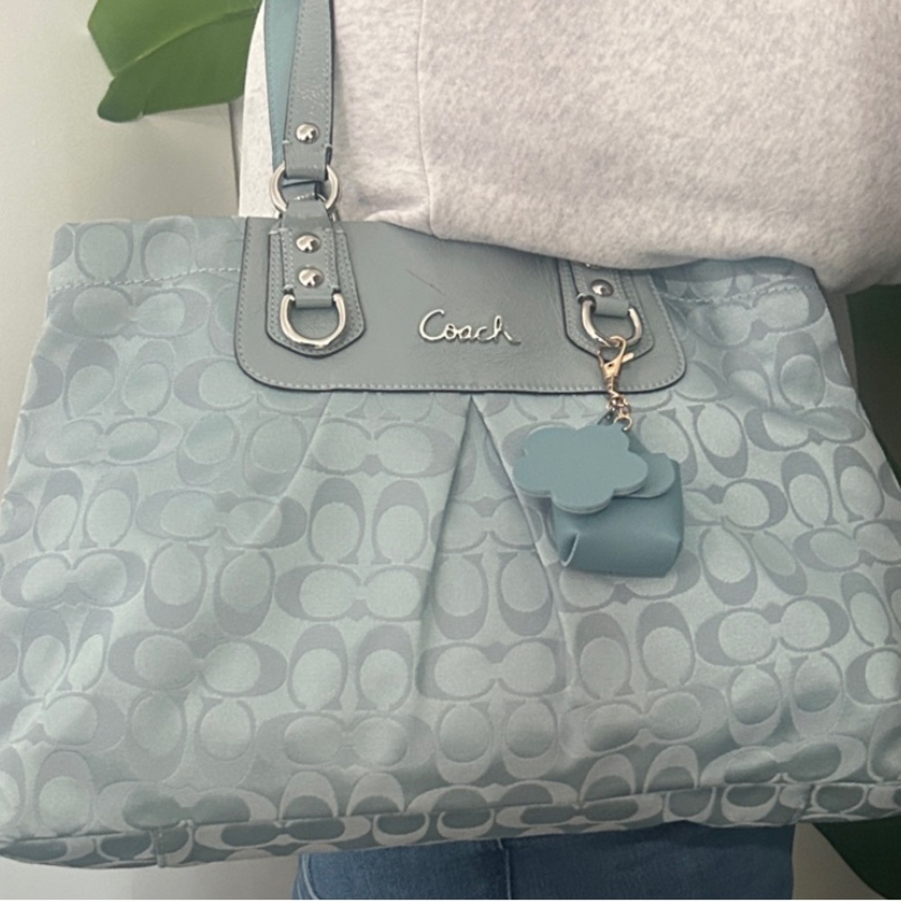 Coach Ashley Light Blue Signature Tote - Picture 6 of 7